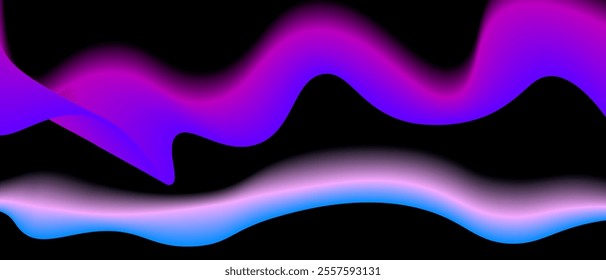Abstract black background with gradient waves. Vector illustration of background