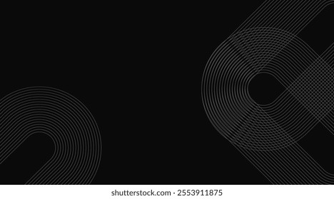 Abstract black background with gray dynamic line premium and line curve wavy