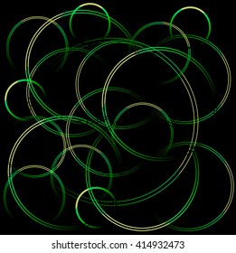 abstract black background with green circles, vector