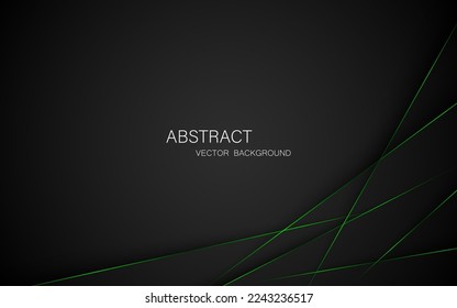 Abstract black background with green glowing lines, free space for design. modern technology innovation concept background
