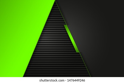 Abstract black background with green metallic technology concept texture. Dark layout steel space vector template for use element corporate banner, brochure, flyer, frame, advertising