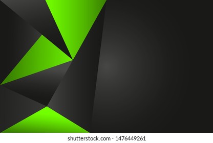 Abstract black background with green metallic technology concept texture. Dark layout steel space vector template for use element corporate banner, brochure, flyer, frame, advertising