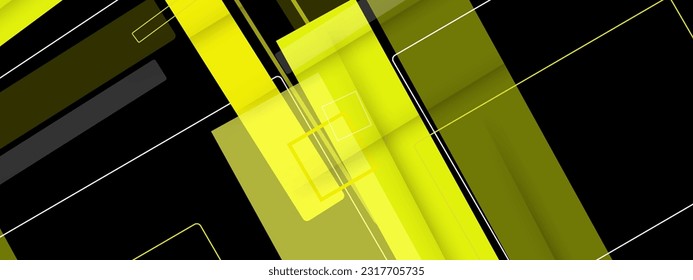Resumen de fondo negro con formas verdes. Vector de diseño geométrico