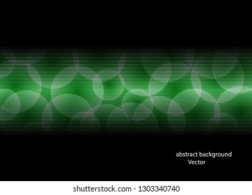 Abstract black background with green transparent bubbles. Fantastic bokeh. Vector illustration.