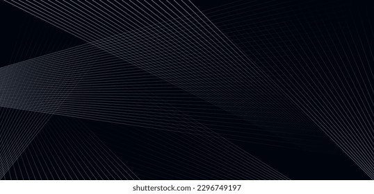 Abstract black background with grey diagonal lines. Modern dark stripes texture. Line art. Minimalist lines design. Suit for poster, cover, banner, backdrop, wallpaper, web, flyer. Vector Illustration