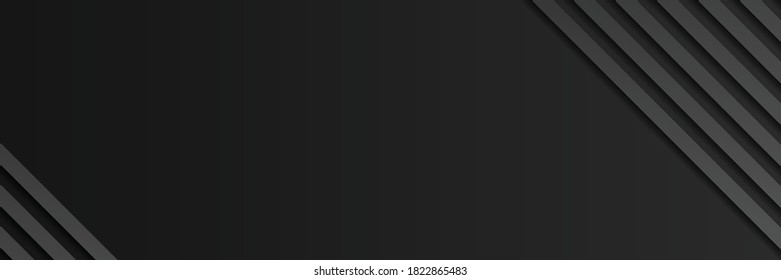 Abstract black background with grey line stripe. Vector illustration for modern presentation background, brochure design, business card background, website slider, landing page, annual report