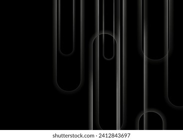 Abstract black background with grey silver smooth lines. Vector geometric minimal design