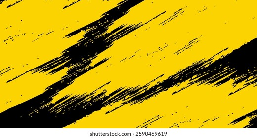 Abstract black background with grunge yellow lines and text vector eps10