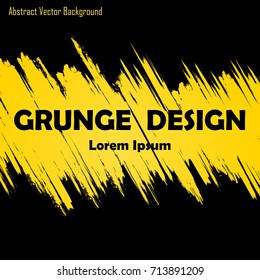 Abstract Black Background With Grunge Yellow Lines And Text