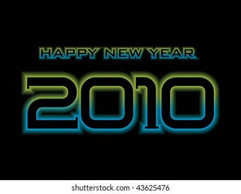 abstract black background with happy new year 2010