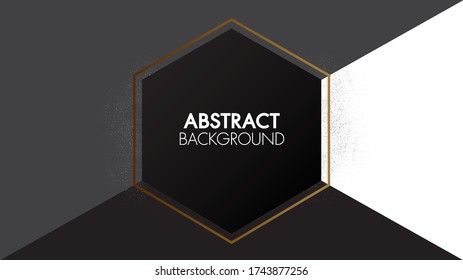 Resumen de fondo negro con formas geométricas hexagonales marco dorado ilustración de vector hipster de lujo. Diseño creativo de estilo minimalista oscuro.