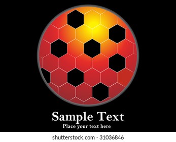 fondo negro abstracto con fútbol aislado y texto de muestra