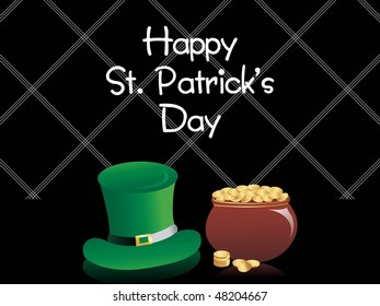 abstract black background with leprechaun hat, earthenware