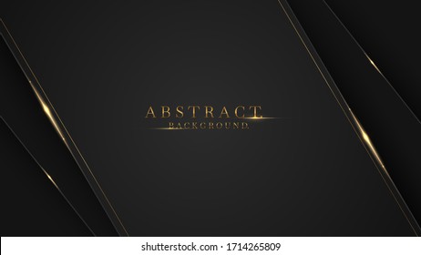 Abstract black background with line gold in paper cut style. vector illustration.  