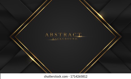 Abstract black background with line gold in paper cut style. vector illustration.  