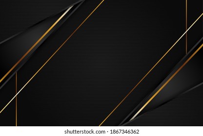 Abstract black background with line gold
