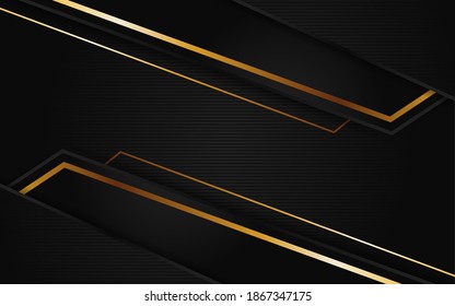 Abstract black background with line gold