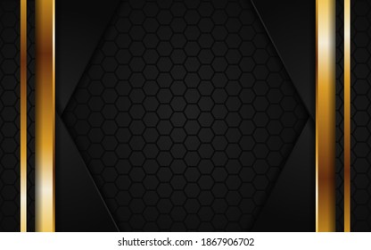 Abstract black background with line gold