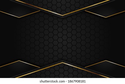 Abstract black background with line gold