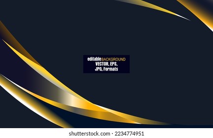 Abstract black background with line gold in paper cut style. vector illustration. Luxury Dark Background Combine with Golden Lines Shapes Element. Vector Illustration Design Template Element.