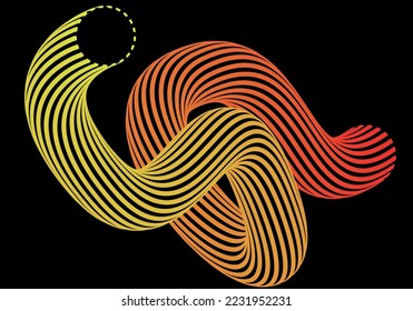 Resumen de fondo negro. curva de onda de línea en la ilustración vectorial de fondo.