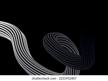 Abstract black background. line wave curve on background vector illustration.