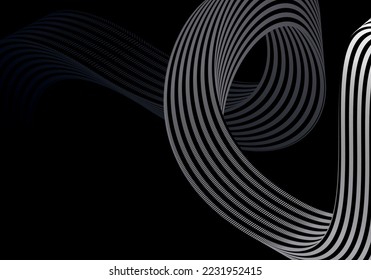 Resumen de fondo negro. curva de onda de línea en la ilustración vectorial de fondo.