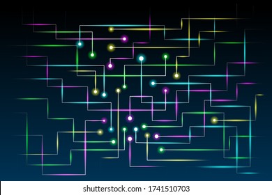 Abstract black background with many colors of laser light.