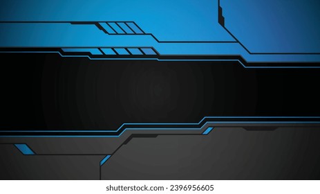 abstrakter schwarzer Hintergrund auf metallisch blauem Hintergrund futuristischer Science-Fiction-Fashion-Frame-Profil