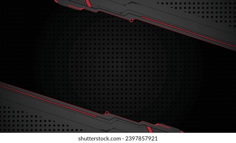abstract black background of metallic red display futuristic sci fi hud frame profile