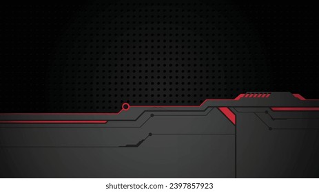 abstract black background of metallic red display futuristic sci fi hud frame profile