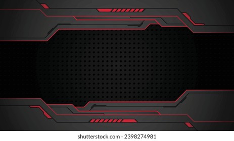 abstract black background of metallic red display futuristic sci fi hud frame profile