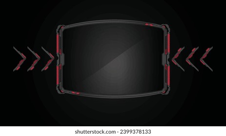 abstract black background of metallic red display futuristic sci fi hud square frame profile
