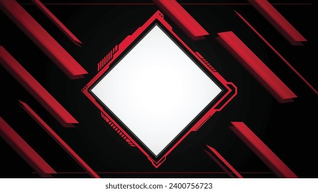 abstract black background of metallic red display futuristic sci fi hud square frame profile