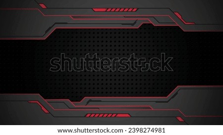 abstract black background of metallic red display futuristic sci fi hud frame profile