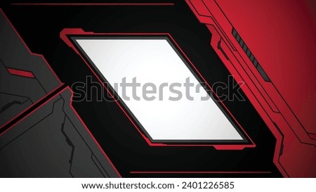 abstract black background of metallic red display futuristic sci fi hud frame profile