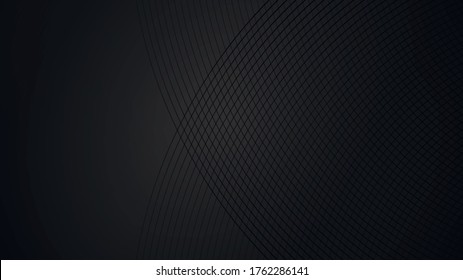 Abstract black background. Modern minimal style texture. Intersection of circles, mesh. Vector illustration.