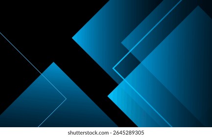 Fundo preto abstrato com quadrados modernos de cor azul brilhante. Ilustração vetorial eps10. Conceito de transição. Perfeito para banner, cartaz, textura, branding. 