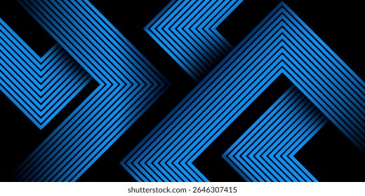 Abstract black background with modern shiny blue colour square lines. Futuristic technology concept. Design elements. Dynamic shapes composition. Vector illustration eps10. Suit for curve.