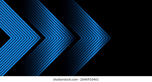 Abstract black background with modern shiny blue colour arrow lines .vector illustration eps10. Futuristic technology concept . Dynamic shapes composition.