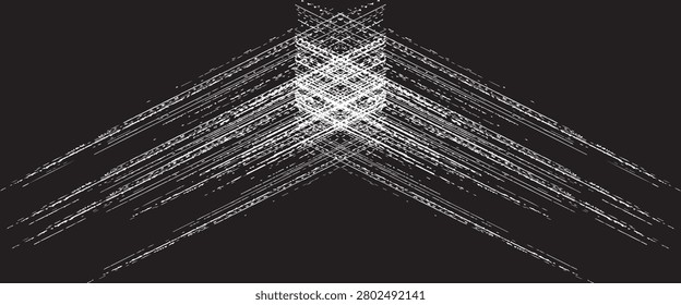 Abstract Black Background Modern White Isometric Line Banner Distressed Geometric Sketch Grid Layout Vibrant Techwear Overlay Vintage Grunge Corporate Identity