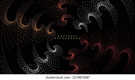 Abstract black background with multicolored circle dot. swirl circle shape on dark background.