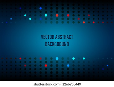 Abstract black background with multi-colored, from light to dark, dots. Vector Illustration