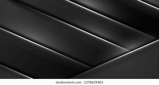 Abstrakter schwarzer Hintergrund mit neonfarbigen Streifen. Vektortechnik-Design