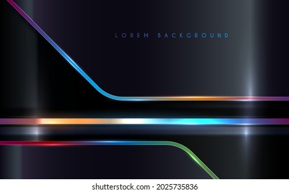 Abstract black background with neon light lines