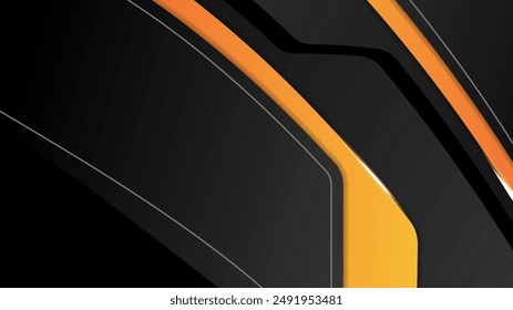 Abstract black background with orange 3d metal shapes