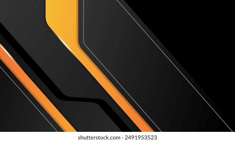 Abstract black background with orange 3d metal shapes