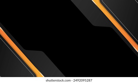 Fondo negro Abstractas con Formas de metal naranja 3d