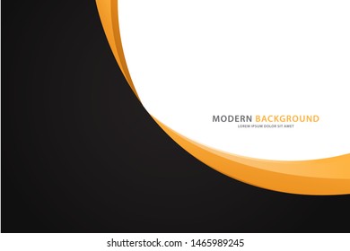 abstract black background with orange waves, flat design