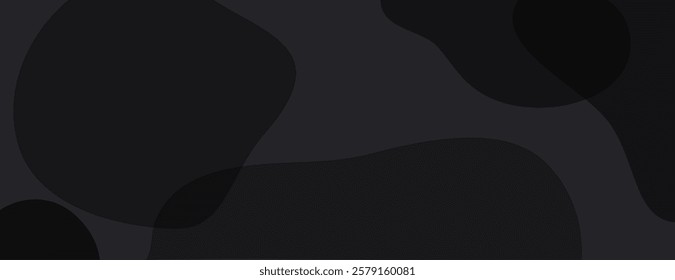 Abstract black background with organic shapes. The background is dark with a smooth black texture, creating a modern, sleek look. Digital background vector. Black background.